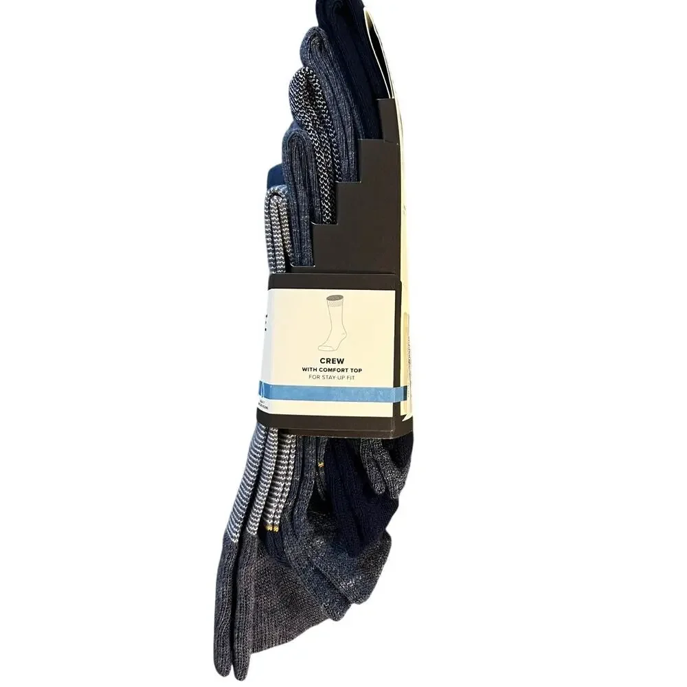 GoldToe Signature Mens Crew Socks 5-Pack Size 6-12.5 Blue Moisture Wicking – New